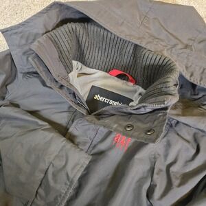 Abercrombie & Fitch Y2K Women's Fleece Lined Navy Blue Full Zip Parka Coat Med